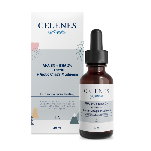 Celenes Пилинг-сыворотка с кислотами AHA+BHA+LACTIC+ARCTIC CHAGA MUSHROOM, улучшающая текстуру кожи